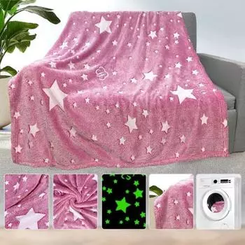 Одеяло Glow The Dark Не выцветает Touch Star Мягкое розовое флисовое одеяло с узором