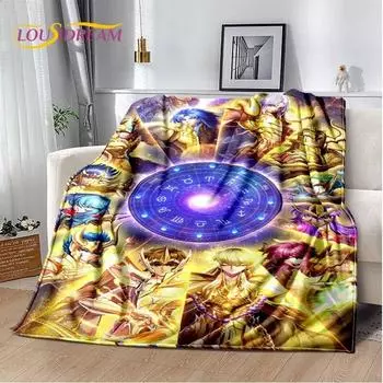 Одеяло HD с рисунком Saint Seiya в стиле ретро, мягкое одеяло для дома, спальни, кровати, дивана, пикника, путешествия, офиса, детское одеяло 125x150cm 50x60inch