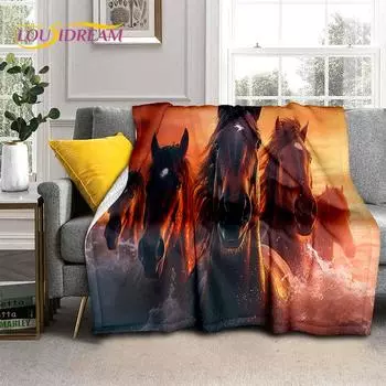 Одеяло Horse Pentium Gallant Steed 3D Animal, мягкое одеяло для дома, спальни, кровати, дивана, пикника, путешествия, офиса, чехол, подарок для ребенка 30x40in