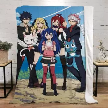 Одеяло из кораллового флиса Fairy Tail King Size, пушистые, мягкие, одеяла и пледы, роскошное постельное белье, вязаное плед, домашний интерьер 30x40in