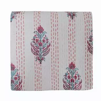 Одеяло Kantha с индийским ручным блоком и цветочным принтом, покрывало, хлопковое одеяло одного размера, покрывало Gudari