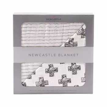 Одеяло Newcastle Classics из бамбукового муслина с натуральным солнцезащитным козырьком и защитой от кондиционирования воздуха в виде кровати с скандинавскими крестами и полосками 120x120 см (Ньюкасл