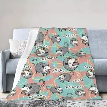 Одеяло Opossum Screm, мягкое теплое фланелевое одеяло, плюшевое одеяло для кровати, гостиной, пикника, путешествия, домашнего дивана 75x100cm 30x40in
