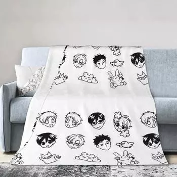 Одеяло Ouran Host Club с рисунками, мягкое теплое фланелевое одеяло, плюшевое одеяло для кровати, гостиной, пикника, путешествия, домашнего дивана 75x100cm 30x40in