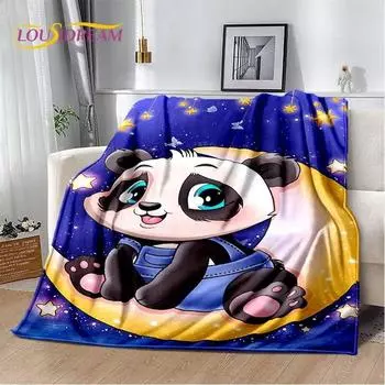 Одеяло с 3D рисунком милой панды, фланелевое одеяло, детское теплое одеяло для дома, гостиной, спальни, кровати, дивана, чехла для пикника 75x100cm (30x40inch)