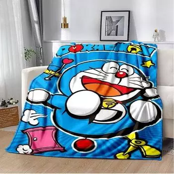 Одеяло с рисунком D-Doraemon, теплое одеяло, подходящее для домашнего офиса, гостиной, дивана, многофункциональное одеяло, подарок 130cm by 150cm