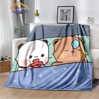 Одеяло с рисунком медведя и папы из мультфильма, милое, серии Bubu Dudu, для детей, теплое, фланелевое, мягкое, удобное, для дома 30x40in