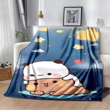 Одеяло с рисунком медведя и папы из мультфильма, милое, серии Bubu Dudu, для детей, теплое, фланелевое, мягкое, удобное, для дома 30x40in