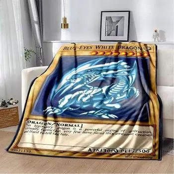 Одеяло с рисунком Yu Gi Oh, голубые глаза, белый дракон, мягкое плюшевое одеяло с рисунком аниме, покрывало для спальни, домашний декор 76x102cm(30x40in)