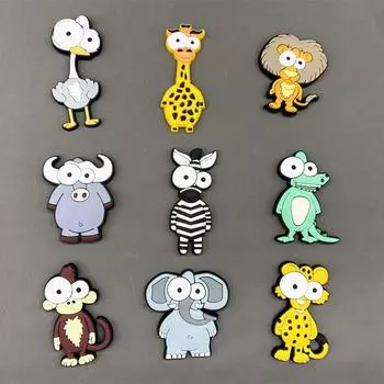 Один набор магнитов на холодильник с животными для детей, игрушечные мультяшные магниты из ПВХ для декора холодильника, детские магниты на холодильник, магнитные аксессуары