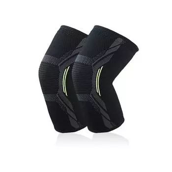 Одиночный вязаный нейлоновый спортивный наколенник, защитное снаряжение для верховой езды, бег, баскетбол, скакалка, теплый наколенник, защита от холода, черный L