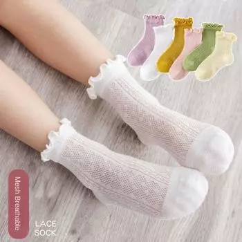 Однотонные носки с оборками, хлопковые детские носки, новые чулки для детей