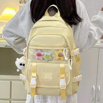 Однотонный женский школьный рюкзак Campus Backpack большой емкости студенческий рюкзак розовый