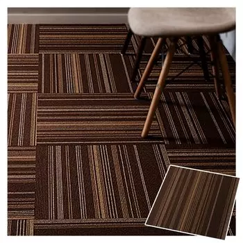 of Iris Plaza Tile Carpet Pile Fabric 50 x 50cm Border Brown Soundproof Washable [Set 20] TKP-PP50
