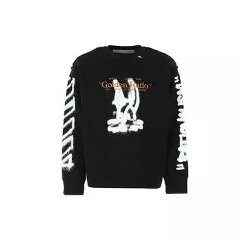 Off-White Белый свитшот с длинным рукавом в стиле граффити Мужские топы Черный OMBA037R20E300091001 XS