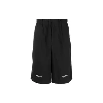 Off-White FW22 Однотонные шорты с принтом логотипа и эластичной талией, стандартный крой, мужские плавки, черные OMCB070C99FAB0011001 M