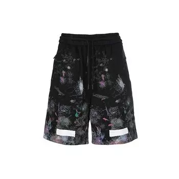 Off-White Galaxy Splatter Print Граффити Шорты на шнурке Мужские брюки Черные OMCB009F176190329901 XXS