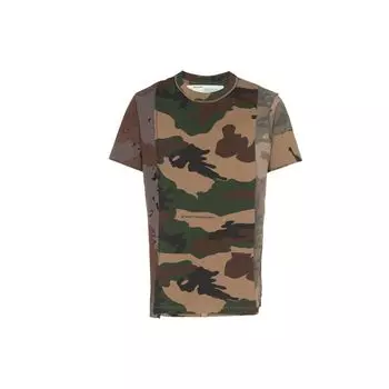 Off-White Хлопковая камуфляжная футболка с коротким рукавом Мужские топы OMAA056F181850429901 XS