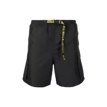 Off-White Классические индустриальные карго шорты для плавания Черный/Желтый Мужские шорты OMFD001C99FAB0011018 XS