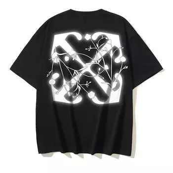 Off-White Летняя новинка 2025 года с подсветкой и цветочным принтом Arrow OFF, классическая футболка с короткими рукавами для мужчин и женщин, парная футболка S