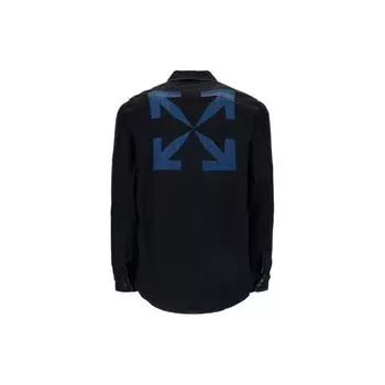 Off-White Джинсовая куртка с логотипом, черные/синие мужские топы OMYD020E20DEN0011049 XS
