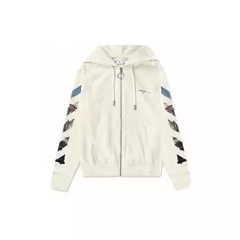 Off-White масляная живопись принт стрелка толстовка на молнии мужская верхняя одежда белый OMBE001G20FLE0010110 XXS