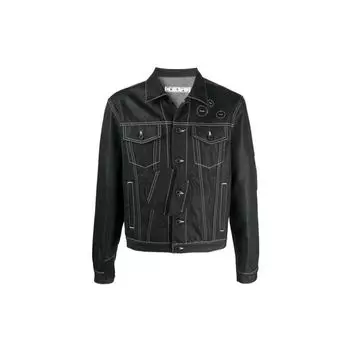 Off-White SS21 Легендарный узор стрелок плиссированная джинсовая куртка мужская верхняя одежда черный OMYE067R21DEN0011001 S