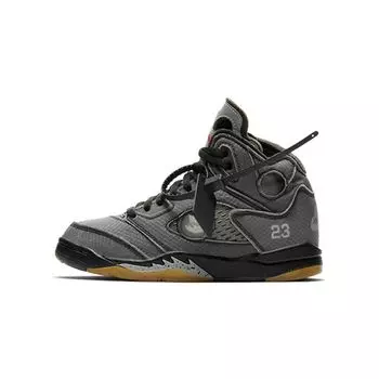 Off-White x Air Jordan 5 Retro SP PS Муслиновые детские кроссовки Black Fire-Red CV4827-001