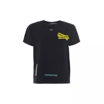 Off-White Желтая футболка с короткими рукавами Caution Tape Arrows Мужские топы Черные OMAA002S181850061060 M