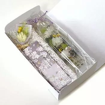 Offering Herbarium Uno Chiyo Incense Stick Bouquet Set Buddha Flower Obon First Obon Altar Flower Gift hz015 + [Offering 200ml] (White) белый