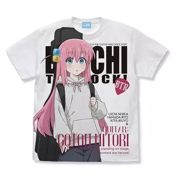 [Официально] 2D Cospa Anime [Bocchi Za Rock] Оригинальная иллюстрация Hitori Goto Полная графическая футболка Street Fashion Ver. БЕЛЫЙ размер M