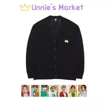 Официальный кардиган BTS BUTTER с сувенирной продукцией(черный) SM / L-XL + набор фотокарточек S-M