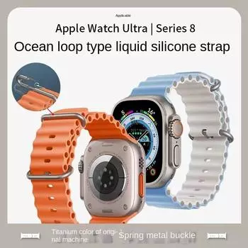 Официальный ремешок Ocean для Apple Watch Series Ultra 2, 49 мм, 45 мм, силиконовый ремешок с карабином для iWatch9 8, 7, 6, 5, 4, 3, 2 Se 41, 40, 44 мм 42 44 45 49mm белый