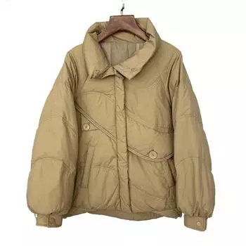 OFTBUY Осень-зима утолщенный воротник-стойка 90% белый утиный пух пуховая куртка женская короткая куртка теплая корейский стиль повседневная свободная S покинуть белый
