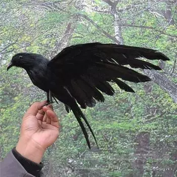 Охотничья приманка для домашнего сада DIY миниатюрная статуэтка вороны поддельная ворона птица украшение садовый декор чёрный