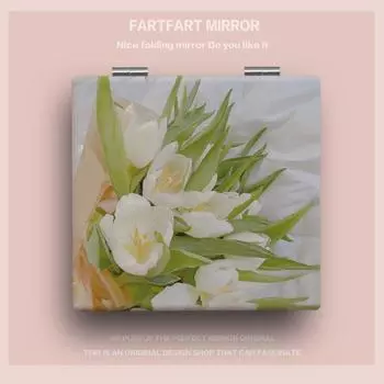 Oil Painting Flower Double-Sided Folding Mirror Folding 2-face Makeup Mirror Cosmetic Mirror style 4