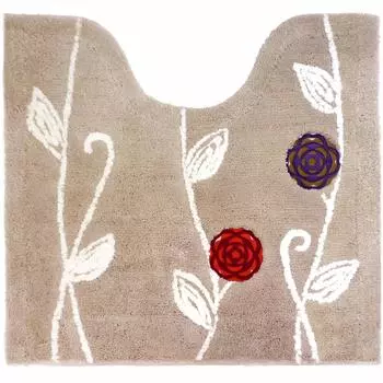 OKA Etofu Toilet Mat 57cm x 62cm Beige Washable Approx. (Nordic Stylish)
