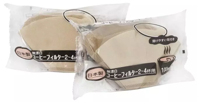 Okabe Coffee Filter for 2 to 4 Made in Trapezoidal Easy to Ear 100 Pack of Total of 200 Pieces Cups, Japan, Dripper, Exclusive, Unbleached, Brown,