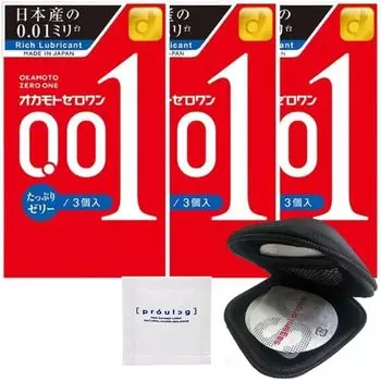 Okamoto Zero One Plenty of Jelly 3 шт. Оригинальный чехол для презерватива Pepe Lotion Prologue 5 мл [Набор 3] 0,01 + +
