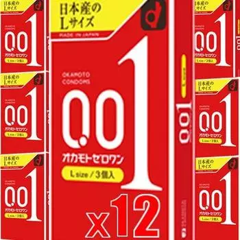 Okamoto Zero One размер L 3 шт. x 12 коробок [12 коробок] 0,01 мм (4547691775122-12)