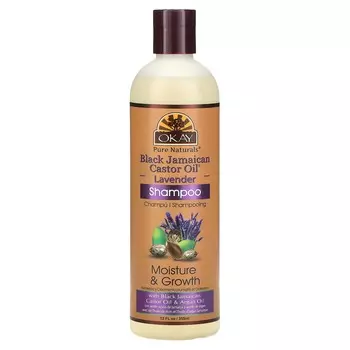 Okay Pure Naturals, Черное ямайское касторовое масло, шампунь, лаванда, 12 жидких унций (355 мл)