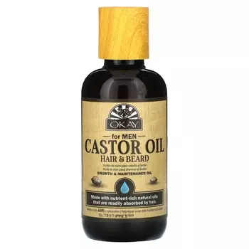 Okay Pure Naturals, для мужчин, касторовое масло, для волос и бороды, 4 унции (118 мл)