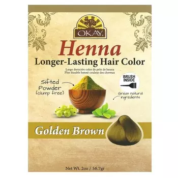 Okay Pure Naturals, Хна, стойкая краска для волос, золотисто-коричневый, 2 унции (56,7 г)