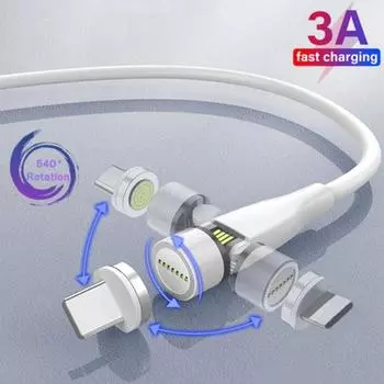 OLAF Вращающийся магнитный разъем Micro USB Type C Зарядный кабель для iPhone Android