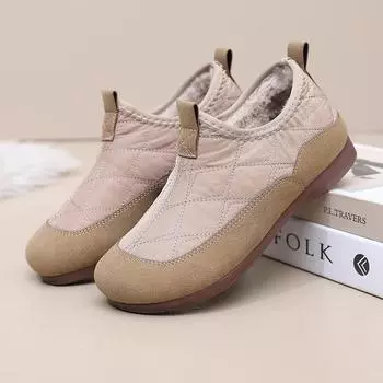 Old Beijing winter cloth shoes women s velvet soft-soled one-pedal cotton shoes casual fashion versatile warm flat-soled Doudou shoes 35