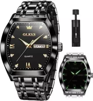 OLEVS Arm Quartz Date Arm Watch for Gold Watch Мужские часы, Модные, Бизнес, Часы, Мужские часы, Популярные, Водонепроницаемые, Светящиеся, Часы, Часы, чёрный