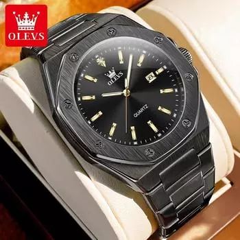 OLEVS Luxury Quartz Watch for Men Top Brand Waterproof Auto Date Hours Original Men s Watch Simplicity Business Wristwatch синий/серебряный