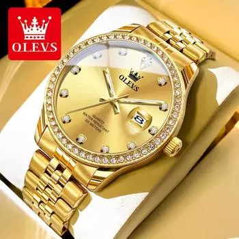 OLEVS Mens Watch Original Luxury Classic Quartz Wristwatch Watch For Man Waterproof Luminous Date Male Watch белый
