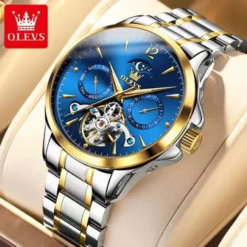 OLEVS Новые деловые и досуговые часы Модные римские весы Двойной календарь Кварцевые часы Водонепроницаемые мужские часы