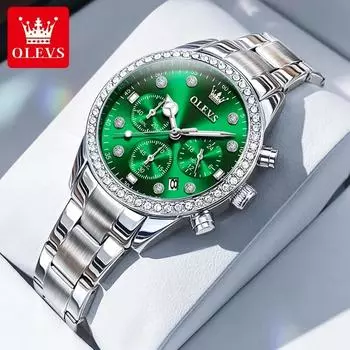 OLEVS Top Luxury Brand Women s Watches Fashion Calendar Quartz Watch Bracelet Gift Stainless Steel Female Wrist Watch синий